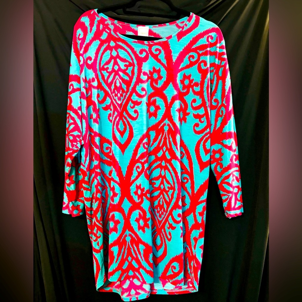 HerShe Vibrant Pink and Teal Women's Top
